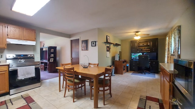 50 Highland Dr, Ledyard, CT 06339 - dining space with a desk, light tile patterned floors, and ceiling fan