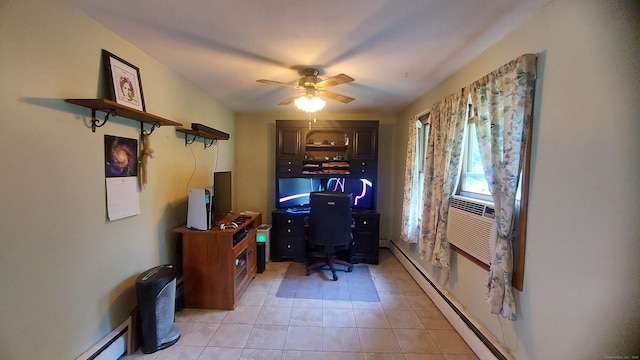 50 Highland Dr, Ledyard, CT 06339 - office with light tile patterned floors, ceiling fan, a baseboard heating unit, baseboard heating, and cooling unit