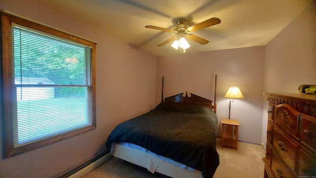 50 Highland Dr, Ledyard, CT 06339 - bedroom featuring multiple windows, light carpet, a ceiling fan, and baseboards