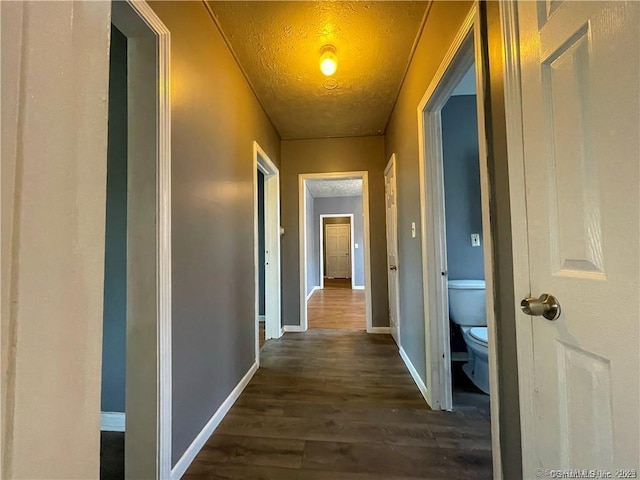 158 Martin St, Hartford, CT 06120 - corridor featuring dark wood finished floors, baseboards, and a textured ceiling