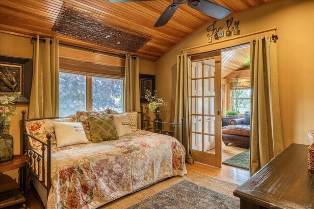 311 Captain Thomas Blvd, West Haven, CT 06516 - bedroom with vaulted ceiling, wooden ceiling, wood finished floors, and ceiling fan