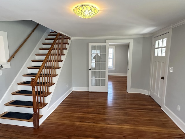1188 Worthington Rdg, Berlin, CT 06037 - entrance foyer with stairs, wood finished floors, healthy amount of natural light, crown molding, and baseboards