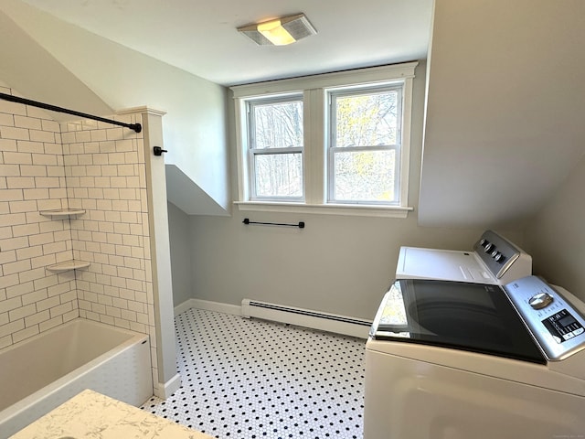 1188 Worthington Rdg, Berlin, CT 06037 - laundry area with washer and clothes dryer, baseboards, and baseboard heating