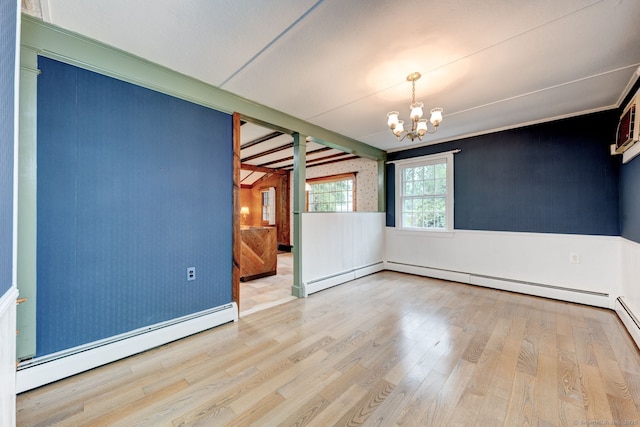 216 Belleview Ave, Southington, CT 06489 - empty room with baseboard heating, wood finished floors, and a chandelier