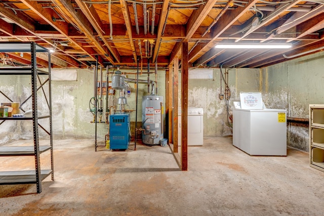 216 Belleview Ave, Southington, CT 06489 - unfinished below grade area featuring water heater, washer and dryer, and a heating unit