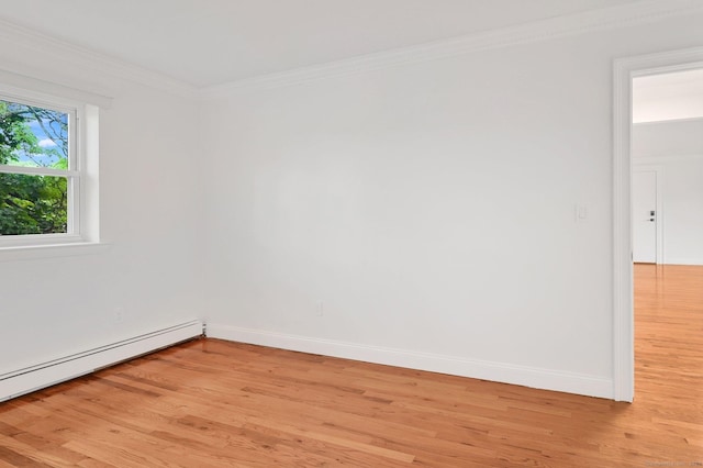 71 Mountain Laurel Dr Unit 71, Wethersfield, CT 06109 - spare room with a baseboard heating unit, light wood finished floors, ornamental molding, and baseboards