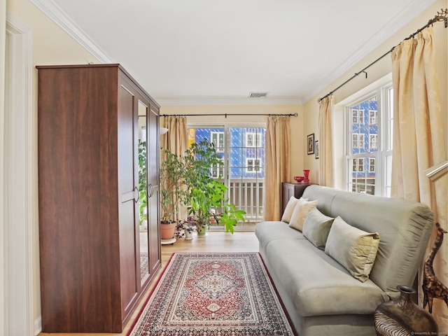 19 Isaacs St Apt 307, Norwalk, CT 06850 - living area featuring ornamental molding and wood finished floors