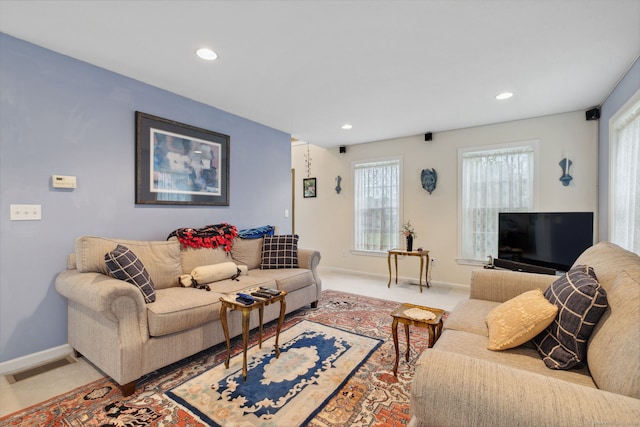 63 Old Cider Mill Rd, Southington, CT 06489 - carpeted living room featuring baseboards and recessed lighting