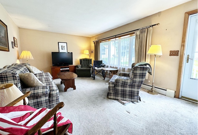 100 Arcadia Ave, Stratford, CT 06614 - carpeted living room featuring baseboard heating and healthy amount of natural light