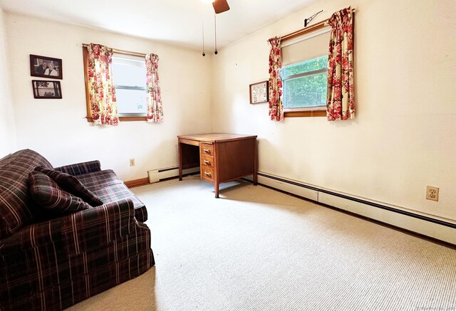 100 Arcadia Ave, Stratford, CT 06614 - living area featuring carpet floors, baseboards, and a ceiling fan