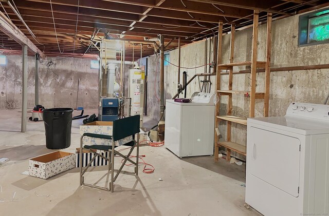 100 Arcadia Ave, Stratford, CT 06614 - unfinished below grade area with washer and clothes dryer and water heater