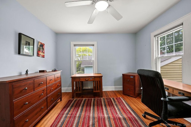 33 Bellevue Pl, Middletown, CT 06457 - home office with light wood finished floors, baseboards, and ceiling fan