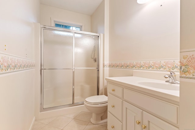 8 Wadsworth Ln, Waterford, CT 06385 - bathroom with a shower stall, toilet, tile patterned flooring, and vanity