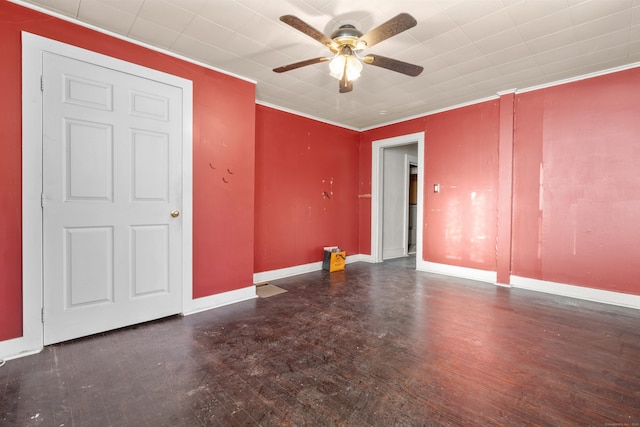 19 Elm St, Ansonia, CT 06401 - spare room with ceiling fan, baseboards, ornamental molding, and wood finished floors