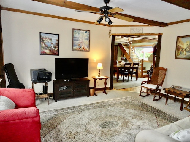 409 N Main St, Winchester, CT 06098 - living area featuring a ceiling fan and carpet