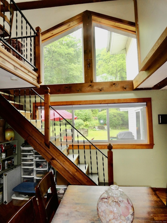 409 N Main St, Winchester, CT 06098 - stairs with plenty of natural light and lofted ceiling