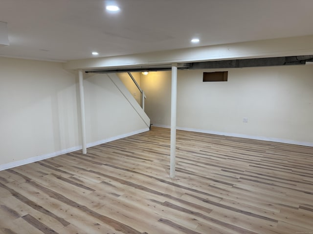 256 Alexander Rd, New Britain, CT 06053 - finished below grade area featuring recessed lighting, light wood-style floors, stairs, and baseboards