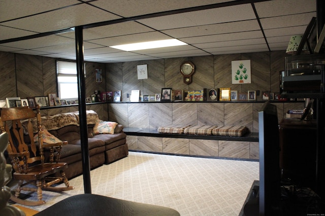 243 Courtland Ave, Waterbury, CT 06705 - bar featuring a drop ceiling and wooden walls