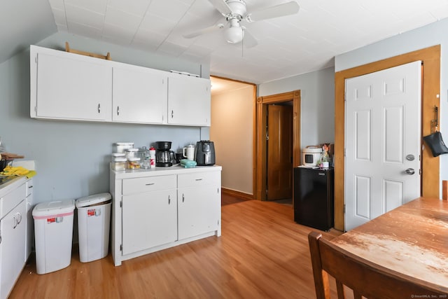 30 Newton St, Hartford, CT 06106 - kitchen featuring light wood-style floors, light countertops, white cabinetry, and a ceiling fan