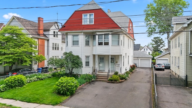 30 Newton St, Hartford, CT 06106 - view of front of home with a garage, a porch, and an outbuilding