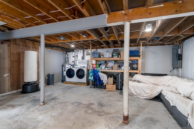 104 E St, Hebron, CT 06248 - unfinished basement featuring independent washer and dryer and electric panel
