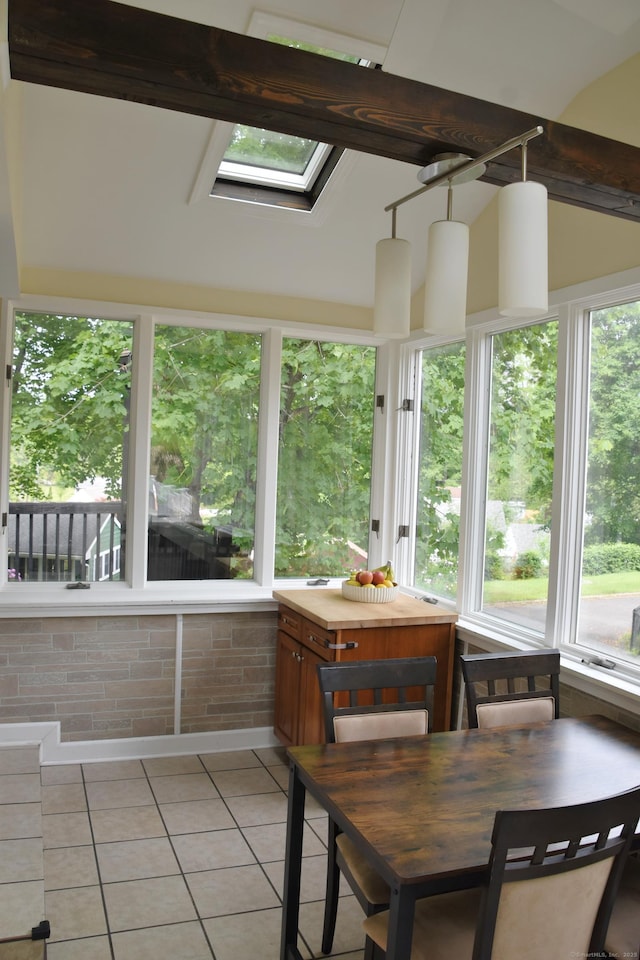 40 Mountainville Rd, Danbury, CT 06810 - sunroom featuring tile patterned flooring, plenty of natural light, and a skylight