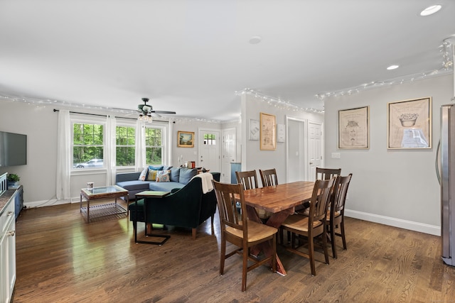 72 Twin Brook Ter, Monroe, CT 06468 - dining room featuring baseboards, a ceiling fan, dark wood-style floors, and crown molding