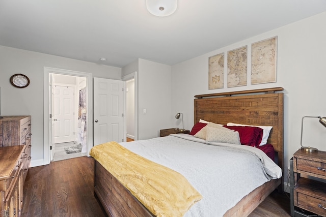 72 Twin Brook Ter, Monroe, CT 06468 - bedroom with dark wood-style flooring, baseboards, and ensuite bathroom