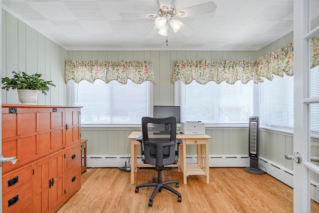 28 Sherry Ln, Danbury, CT 06811 - home office featuring plenty of natural light, a ceiling fan, light wood-style flooring, a decorative wall, and crown molding