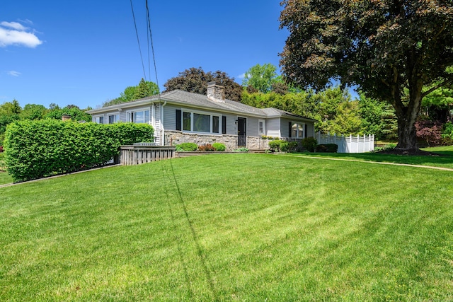 28 Sherry Ln, Danbury, CT 06811 - single story home with stone siding and a chimney