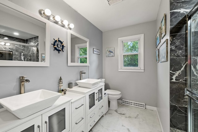 24 Ledgewood Ct, Norwich, CT 06360 - bathroom with double vanity, marble finish flooring, and a marble finish shower