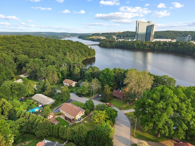 24 Ledgewood Ct, Norwich, CT 06360 - aerial overview of property's location with a nearby body of water and a heavily wooded area
