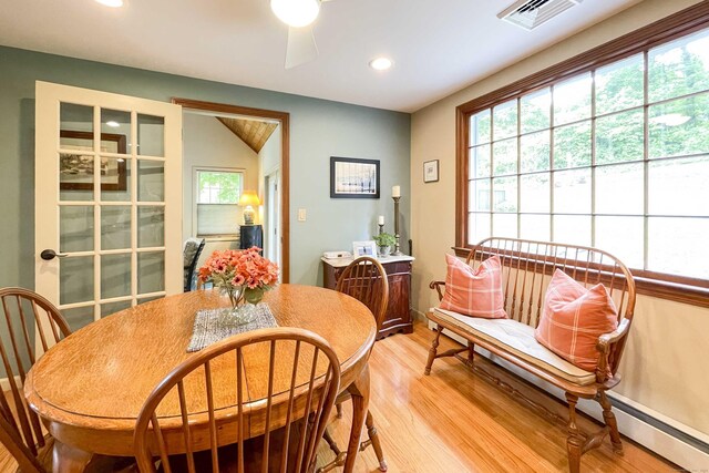 72 Cox Rd, Portland, CT 06480 - dining room featuring light wood-type flooring, recessed lighting, and ceiling fan