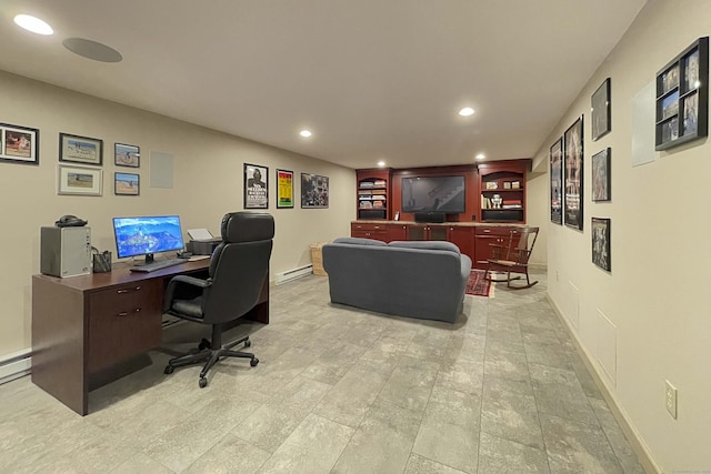 72 Cox Rd, Portland, CT 06480 - office area featuring recessed lighting, baseboards, and baseboard heating