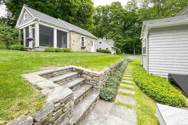72 Cox Rd, Portland, CT 06480 - view of green lawn featuring view of wooded area