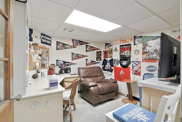 47 Delmont Rd, East Hartford, CT 06108 - home office featuring a paneled ceiling and concrete floors