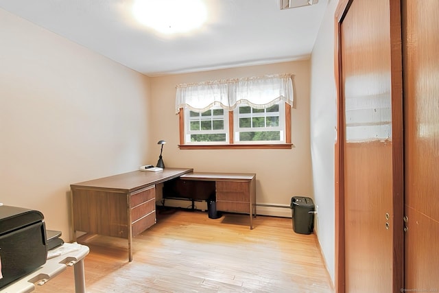 47 Delmont Rd, East Hartford, CT 06108 - office featuring light wood-type flooring and a baseboard radiator