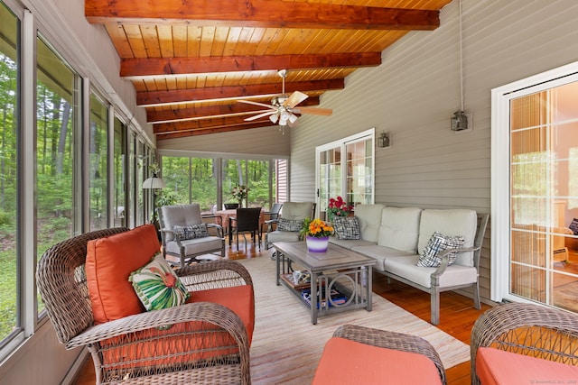 61 Winding Rdg, Southington, CT 06489 - sunroom / solarium featuring an outdoor living space, plenty of natural light, and ceiling fan