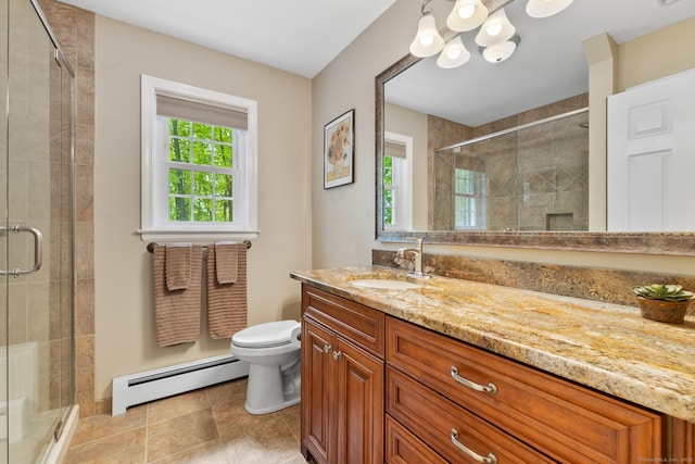 61 Winding Rdg, Southington, CT 06489 - full bath with a baseboard heating unit, vanity, toilet, and a stall shower