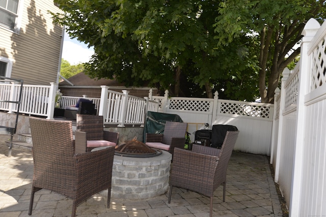 155 Cedar St, New Haven, CT 06519 - view of patio / terrace featuring an outdoor fire pit
