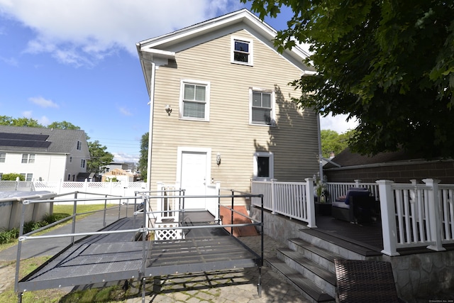 155 Cedar St, New Haven, CT 06519 - rear view of house with a wooden deck
