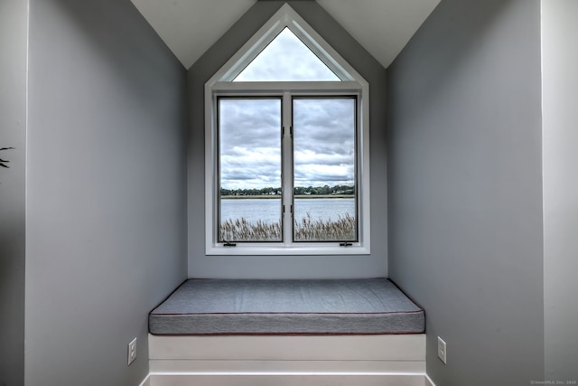 714 Popes Island Rd Unit 714, Milford, CT 06461 - stairs with lofted ceiling and a water view