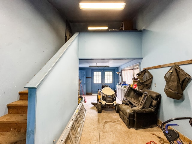 523 Wauregan Rd, Killingly, CT 06239 - stairway featuring unfinished concrete flooring