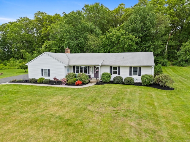19 Ridgeview Dr, Ellington, CT 06029 - ranch-style home with a chimney and a front yard