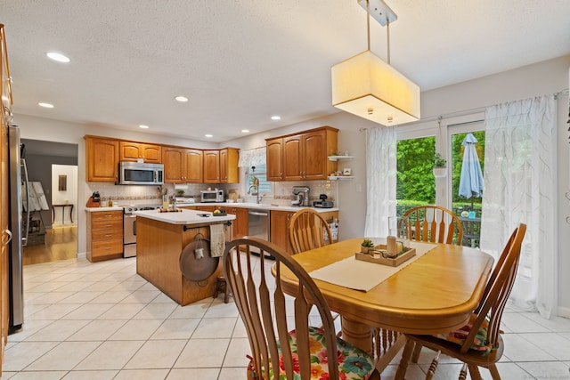 19 Ridgeview Dr, Ellington, CT 06029 - dining room featuring light tile patterned floors, recessed lighting, and a textured ceiling