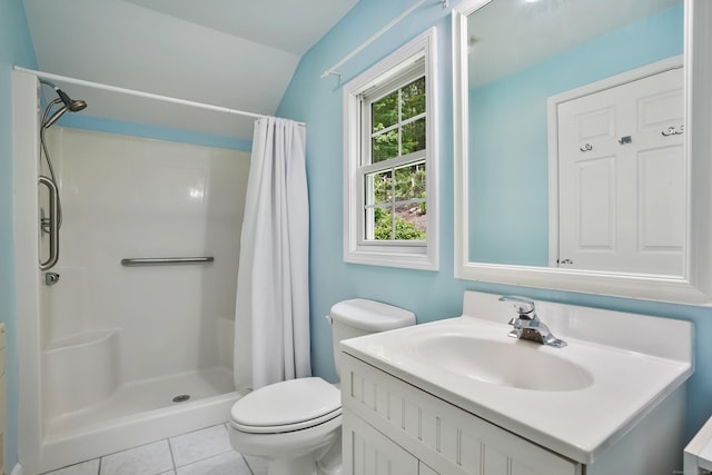 22 Gelding Hill Rd, Newtown, CT 06482 - bathroom with vanity, toilet, a shower with curtain, and tile patterned floors