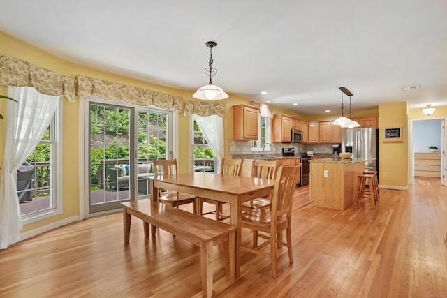 22 Gelding Hill Rd, Newtown, CT 06482 - dining space featuring baseboards, light wood-type flooring, and recessed lighting