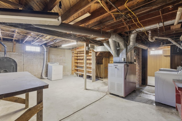 330 Meriden Ave, Southington, CT 06489 - basement featuring washer and clothes dryer, stairs, and heating unit