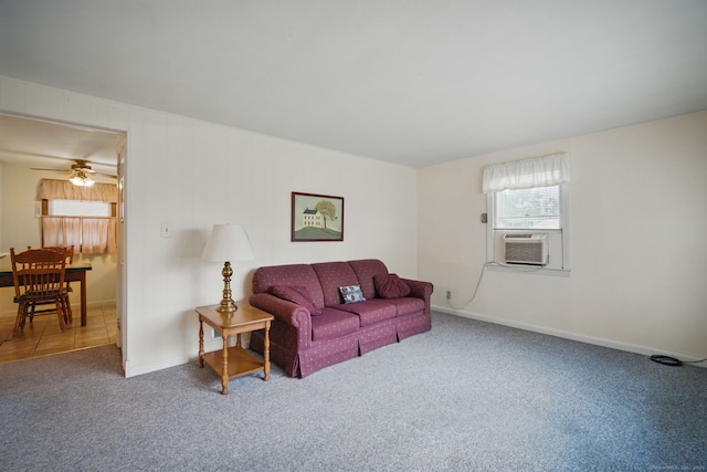 19 Litchfield Pl, Rocky Hill, CT 06067 - living room featuring carpet floors, cooling unit, and ceiling fan