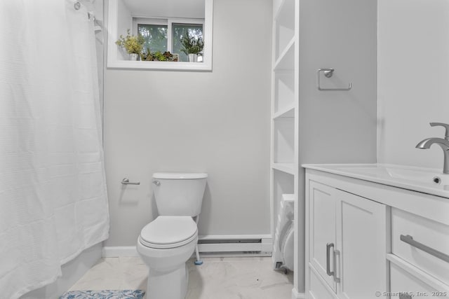 308 Old Zoar Rd, Monroe, CT 06468 - bathroom with marble look tiles, vanity, toilet, and curtained shower